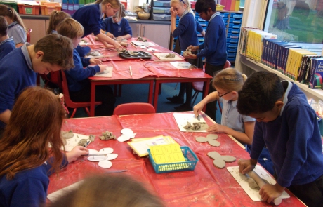 Making clay poppies