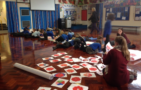 Making Remembrance frieze for the school hall