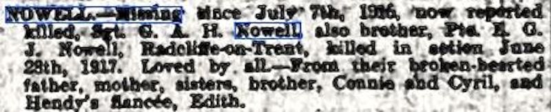 Nowell newspaper cutting